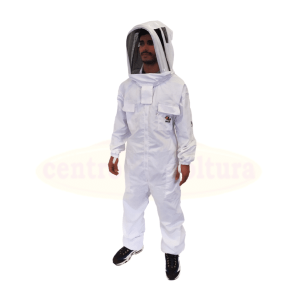 Tuta da apicoltore intera in cotone con maschera astronauta removibile – massima protezione e comfort in apiario