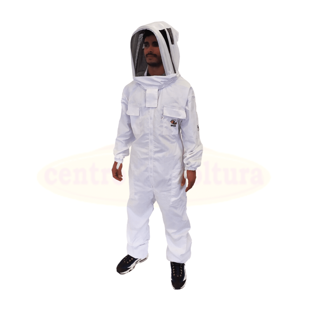 Tuta da apicoltore intera in cotone con maschera astronauta removibile – massima protezione e comfort in apiario