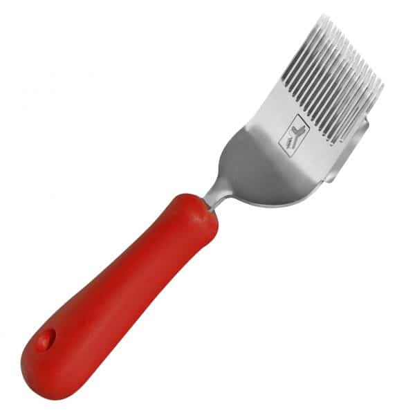 Forchetta disopercolatrice Inox PLUS con raschietto e manico ergonomico in acciaio inox