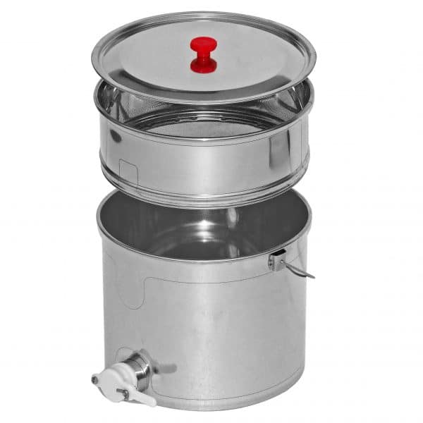 Secchio sotto-smelatore in acciaio inox da 25 kg con rubinetto Ø 40 mm – utilizzabile anche come piccolo maturatore, con maniglia e coperchio