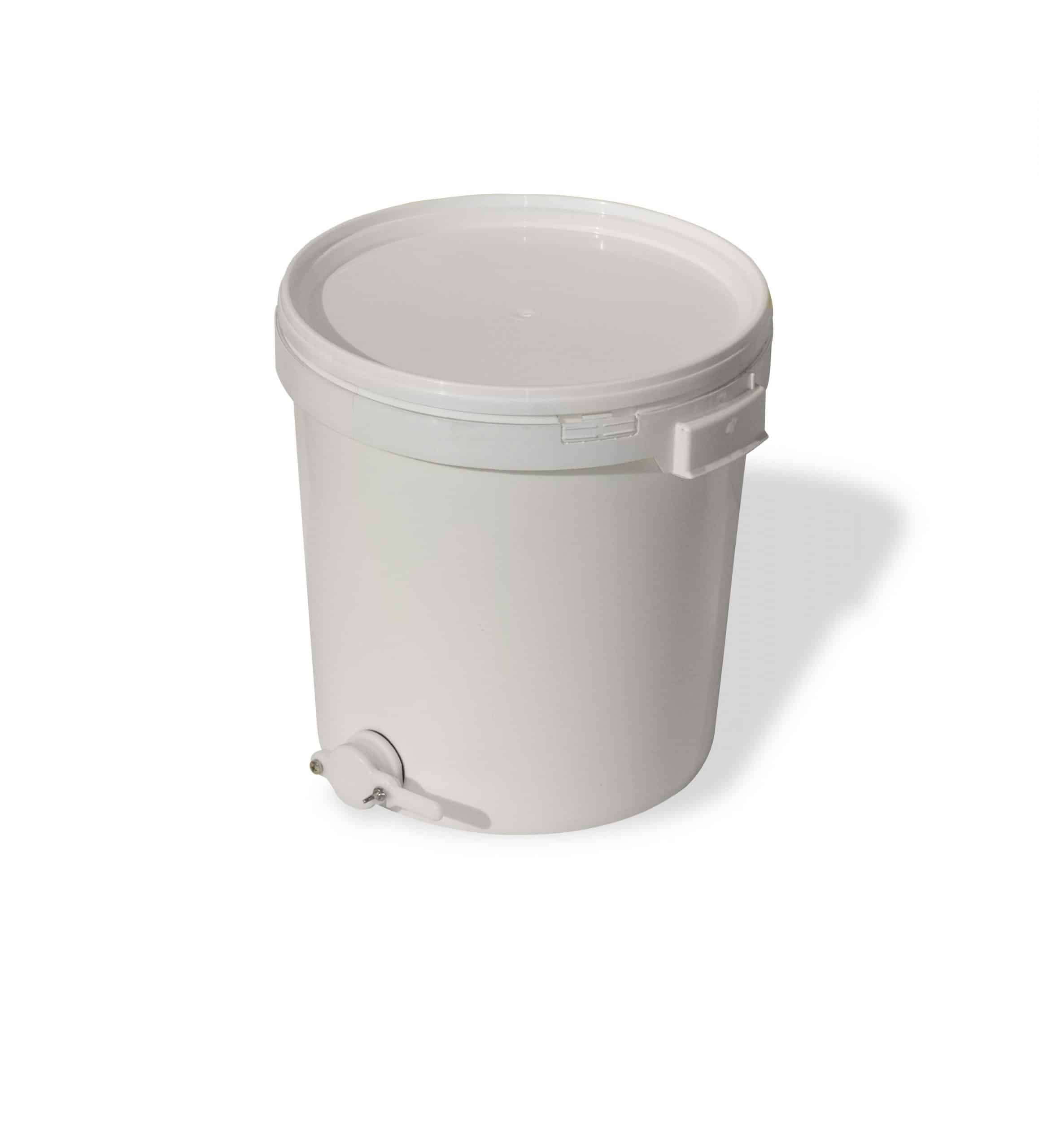 Latta secchiello da 45 kg in plastica alimentare con rubinetto Ø 40 mm – ideale per stoccaggio e travaso del miele, robusta e sicura