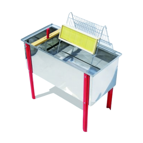 Banco per disopercolare in acciaio inox con sgocciolatoio, rubinetto e traversa in legno – 1250x480x420 mm