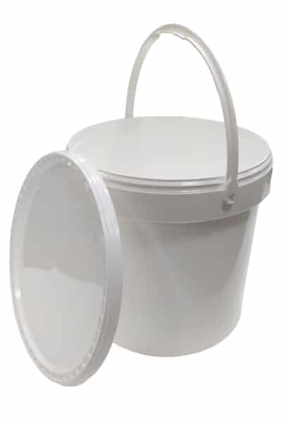 Latta secchiello da 25 kg in plastica alimentare per miele con coperchio a pressione e fascia di sicurezza
