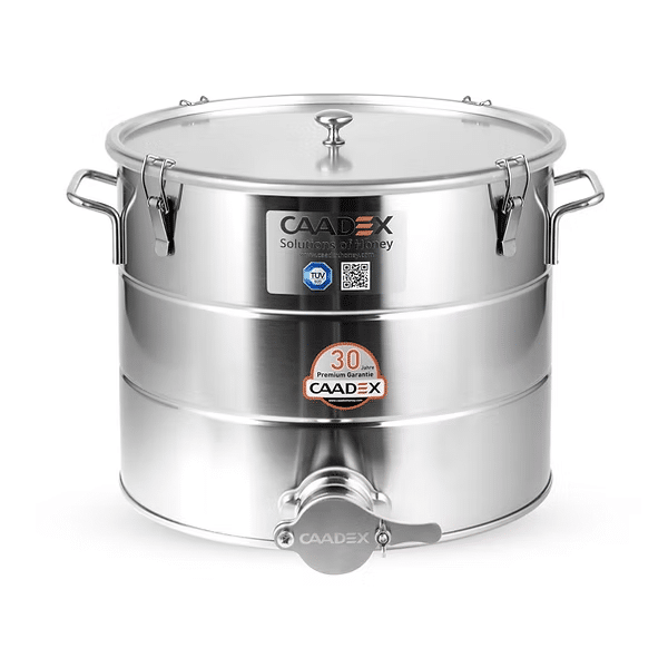 Maturatore Miele 50 kg Inox CAADEX – Rubinetto e Coperchio